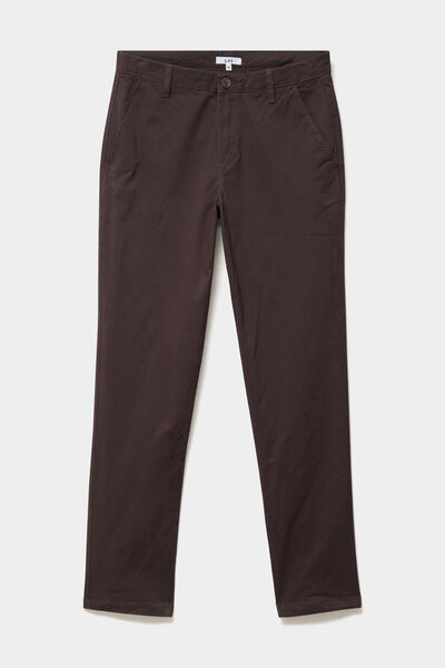 Pantalon chino droit stretch marron fonc&eacute; homme