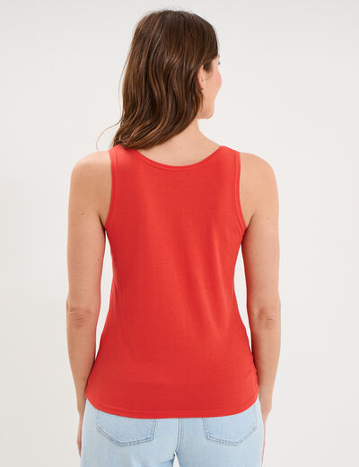 D&eacute;bardeur bretelles larges coton rouge femme