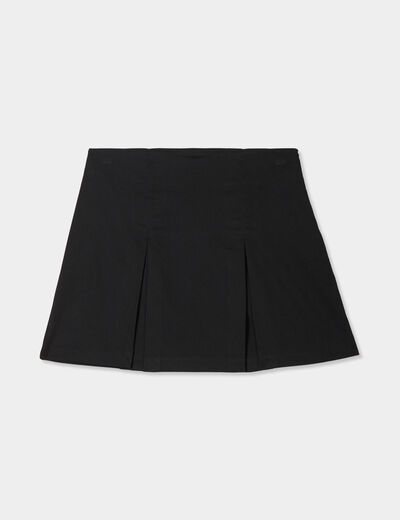 Jupe courte plissée évasée noir femme