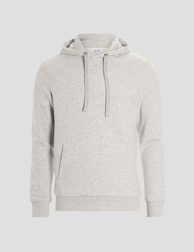 Sweat molleton à capuche hoodie gris clair homme