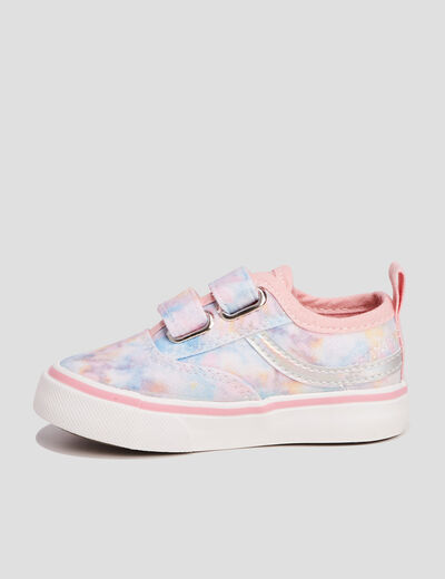 Tennis en toile à scratchs multicolore bébé fille