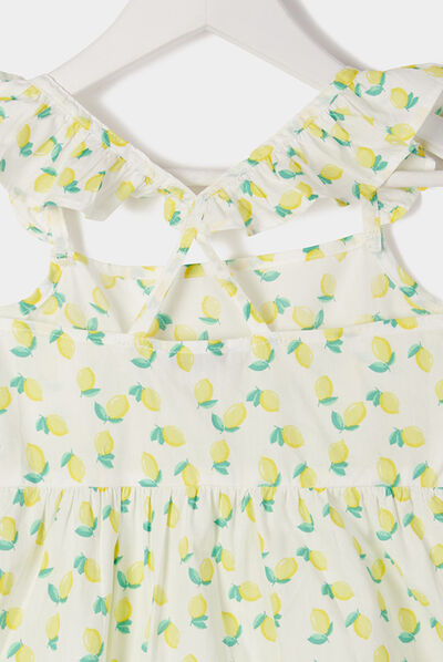 Robe évasée à bretelles croisées blanc fille