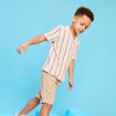 Chemise droite manches courtes coton ivoire gar&ccedil;on