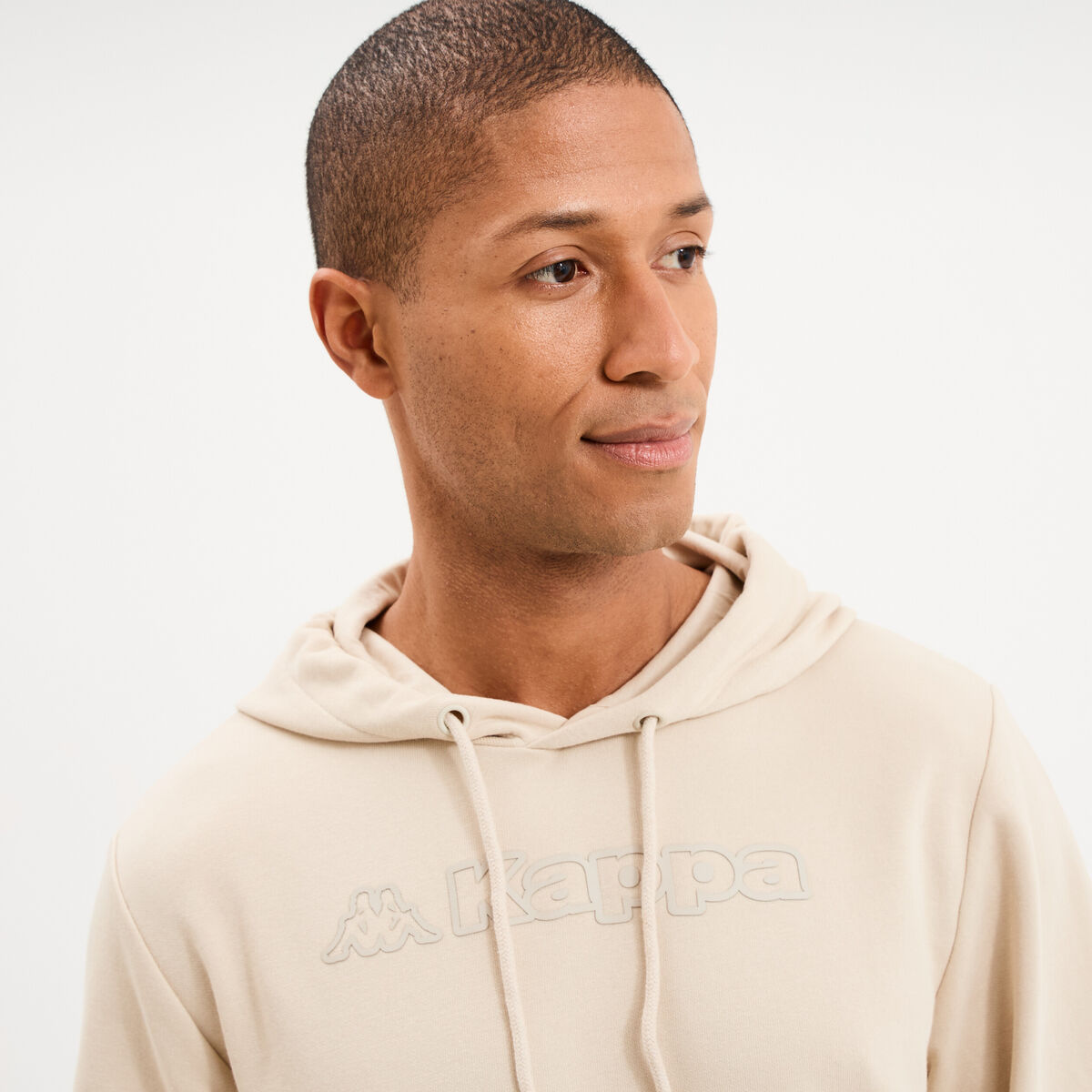 Sweat hoodie molleton &agrave; capuche Kappa ivoire homme
