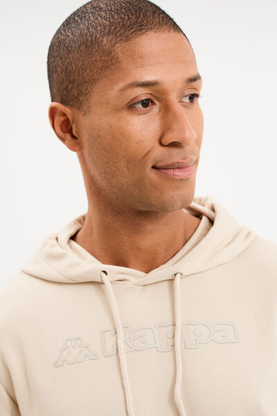 Sweat hoodie molleton &agrave; capuche Kappa ivoire homme