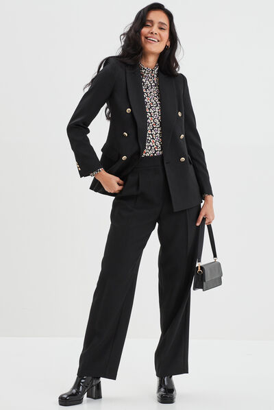 Veste blazer double boutonnage noir femme
