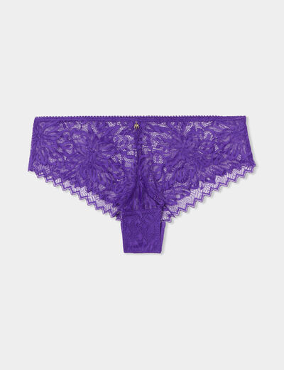 Shorty en dentelle violet foncé femme