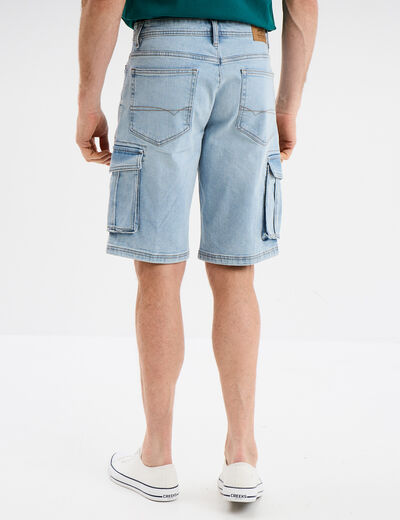 Bermuda cargo en jean Creeks denim bleach homme