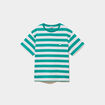 T-shirt droit &agrave; manches courtes coton vert canard femme