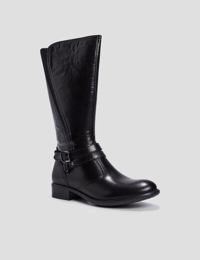 Bottes en cuir avec brides noir fille