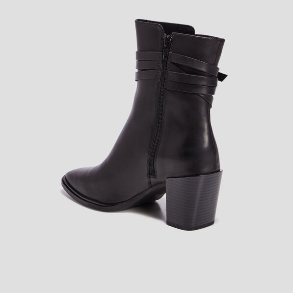 bottines a talons en cuir noir femme Bottines à talons en cuir noir femme