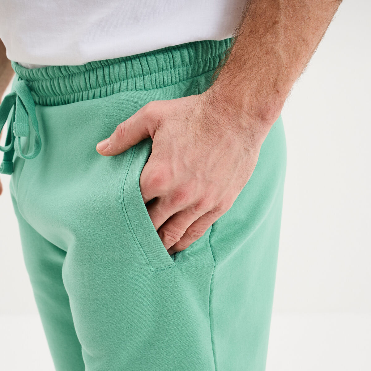 Short jogging molleton droit vert menthe homme