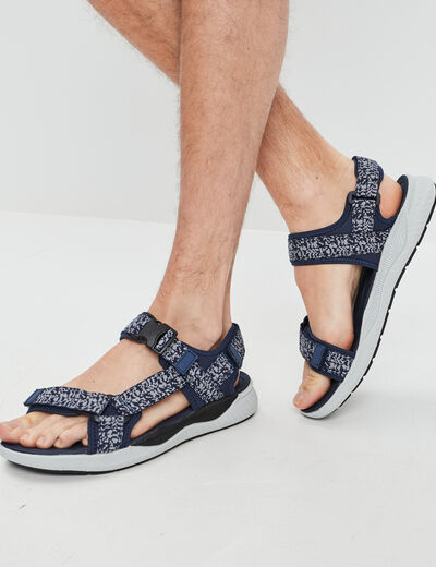 Sandales à scratchs bleu marine homme