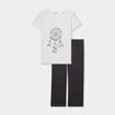 Ensemble pyjama corsaire t-shirt coton gris clair femme