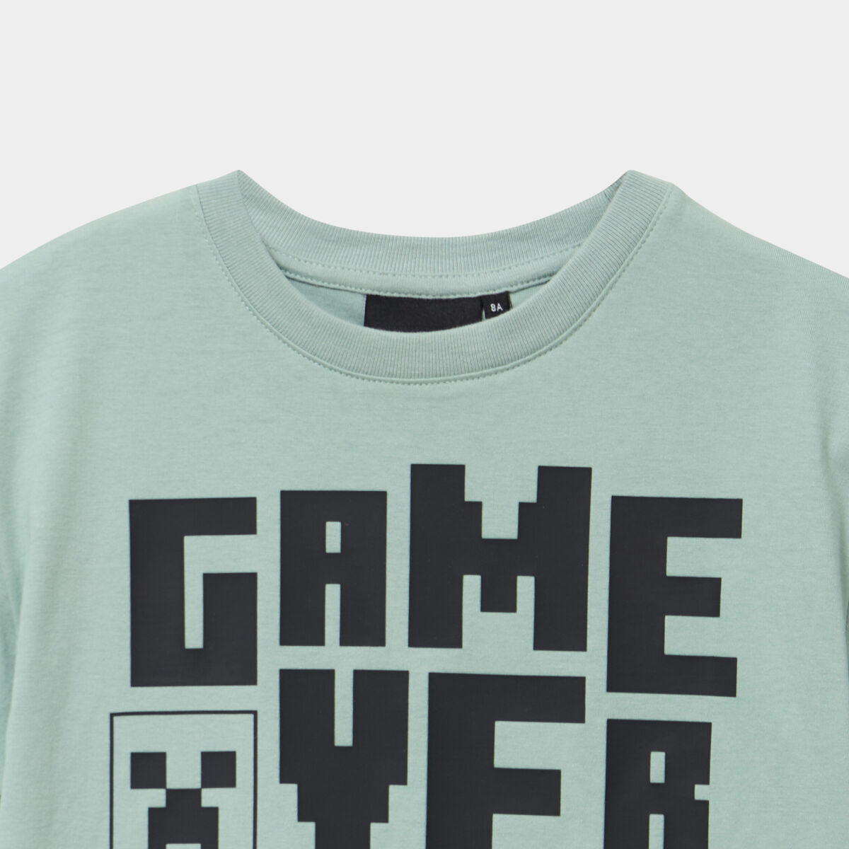 T-shirt manches courtes coton Minecraft vert kaki gar&ccedil;on