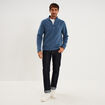 Sweat polaire col camionneur bleu gris homme