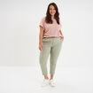 Pantalon chino taille haute coton vert kaki femme grande taille