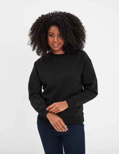 Sweat col rond manches longues noir femme