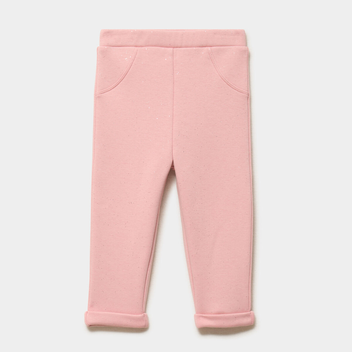 Legging molletonn&eacute; &agrave; paillettes rose poudr&eacute;e b&eacute;b&eacute; fille