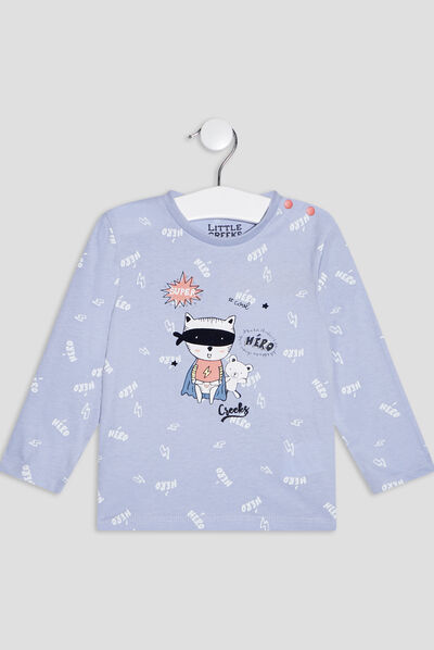 T-shirt manches longues Creeks bleu ciel bébé garçon