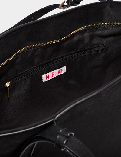 Sac cabas grand format zipp&eacute; noir femme