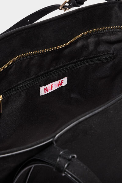 Sac cabas grand format zipp&eacute; noir femme