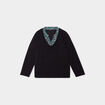 Pull effet 2-en-1 manches 3/4 noir femme grande taille