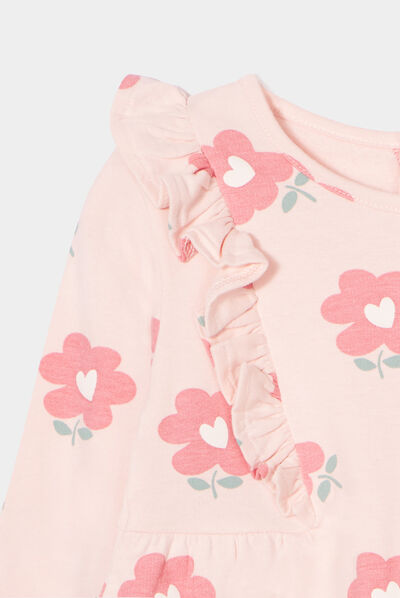 Ensemble robe et legging coton rose clair bébé fille