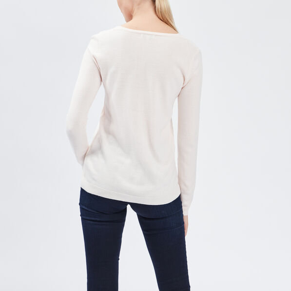 pull col v manches longues rose clair femme Pull col V manches longues rose clair femme