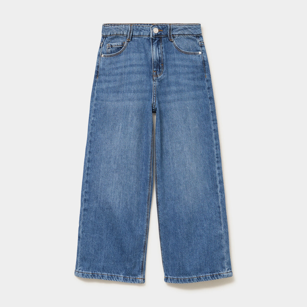Jean large taille ajustable coton denim stone fille