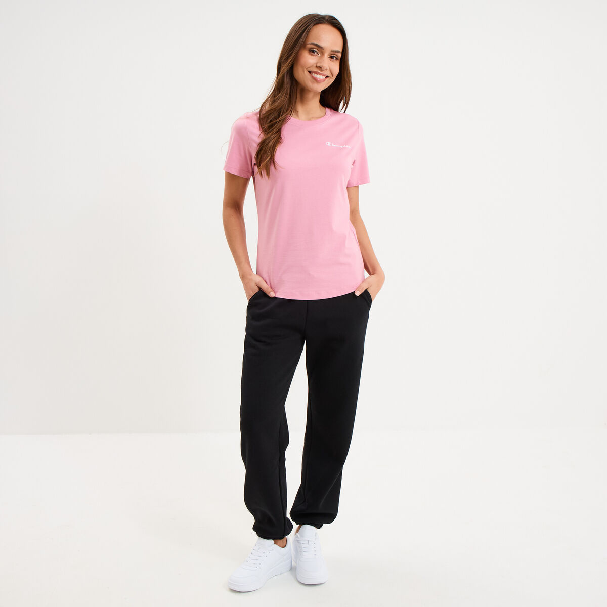 T-shirt manches courtes coton Champion rose femme