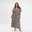 Robe longue fluide manches 3/4 blanc femme grande taille