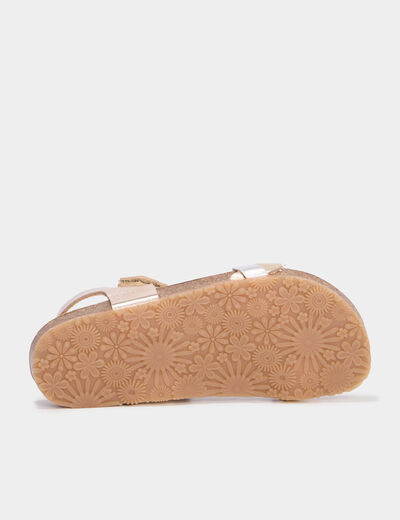 Sandales brides tressées en cuir jaune or fille