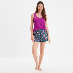 Ensemble pyjama 2 pièces bleu canard femme