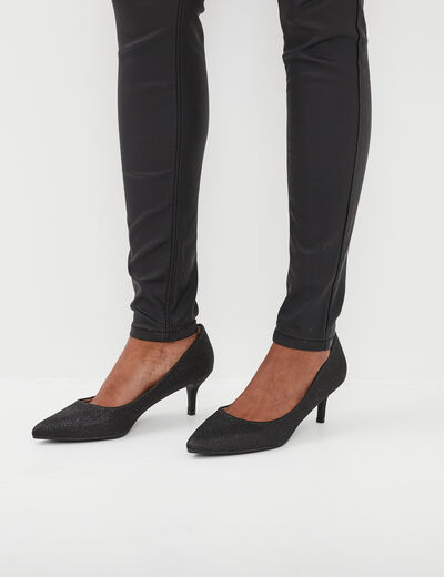 Escarpins &agrave; talons paillet&eacute;s noir femme