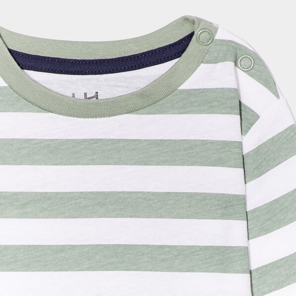T-shirt col rond manches longues coton vert kaki bébé garçon