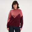 Pull col montant &agrave; sequins oversize bordeaux femme