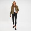 Blouson d&eacute;perlant col teddy vert kaki femme