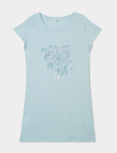 Chemise de nuit droite manches courtes vert canard femme