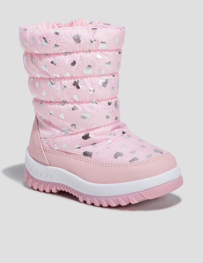 Bottes de neige bout rond rose fille