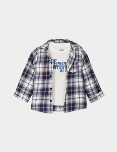 Ensemble chemise et t-shirt coton Creeks bleu marine bébé garçon