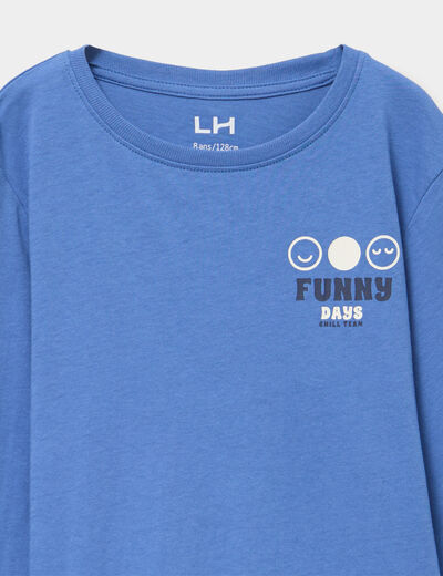 T-shirt manches longues coton bleu fonc&eacute; gar&ccedil;on
