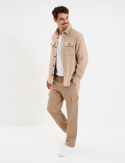 Pantalon cargo taille &eacute;lastiqu&eacute;e taupe homme