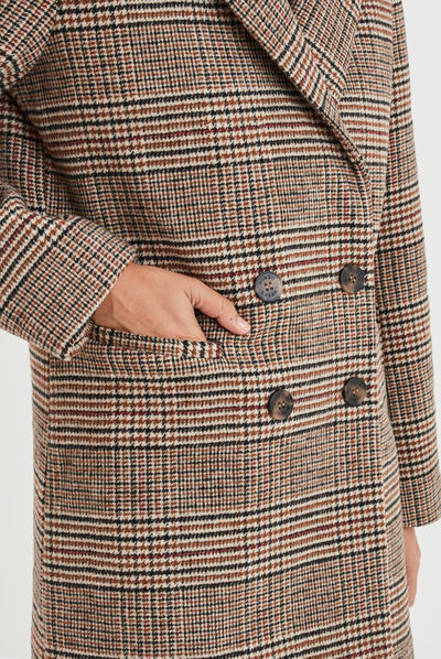 Manteau mi-long boutonnage croisé beige femme