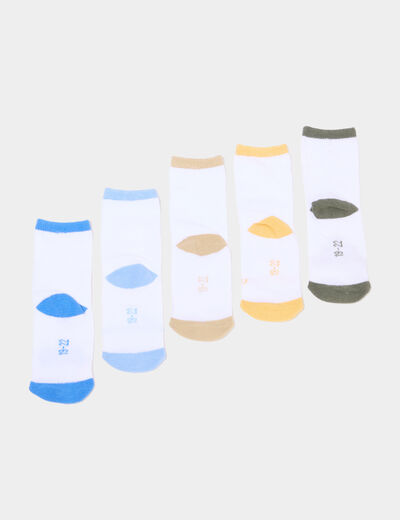 Lot 5 paires chaussettes blanc b&eacute;b&eacute; gar&ccedil;on