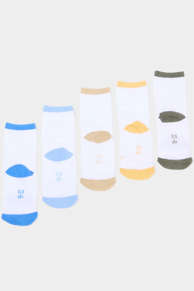Lot 5 paires chaussettes blanc b&eacute;b&eacute; gar&ccedil;on
