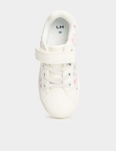 Tennis basses à scratchs blanc fille