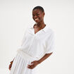 Blouse col chemise oversize coton blanc femme