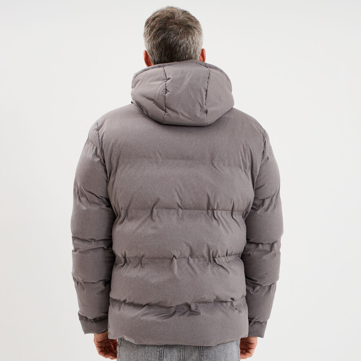 Doudoune courte &agrave; capuche d&eacute;perlante gris homme