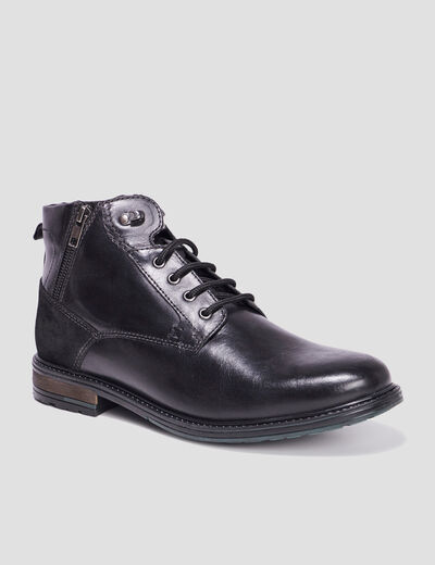 Bottines zipp&eacute;es en cuir noir homme
